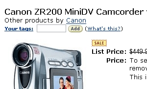 Add a tag to describe the Canon ZR200